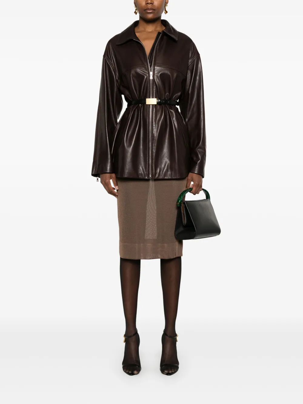 saintlaurent Saint Laurent Gebreide kokerrok - Bruin