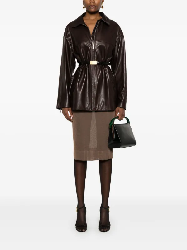 スカート SAINT LAURENT SHEER KNIT PENCIL SKIRT Saint Laurent Knit Pencil Skirt | Brown | FARFETCH