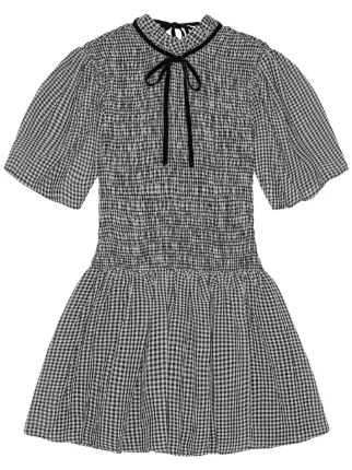 GANNI チェック ミニドレス | ブラック | FARFETCH JP