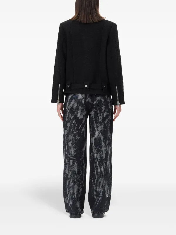 ジャケット Ganni Giacca Biker In Lana GANNI Bouclé Biker Jacket | Black | FARFETCH BN
