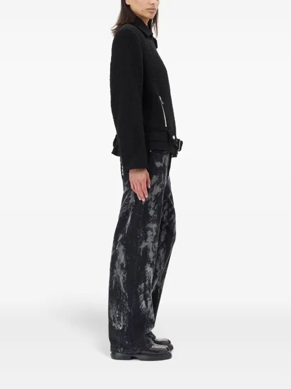 ジャケット Ganni Giacca Biker In Lana GANNI Bouclé Biker Jacket | Black | FARFETCH BN