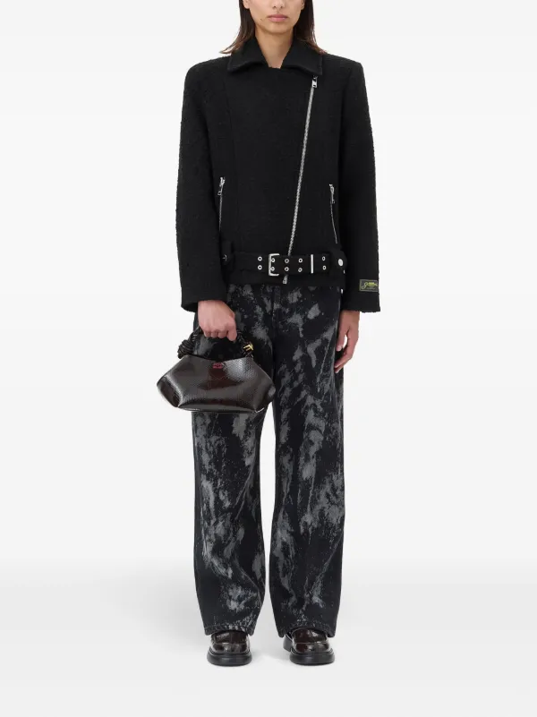 ジャケット Ganni Giacca Biker In Lana GANNI Bouclé Biker Jacket | Black | FARFETCH BN