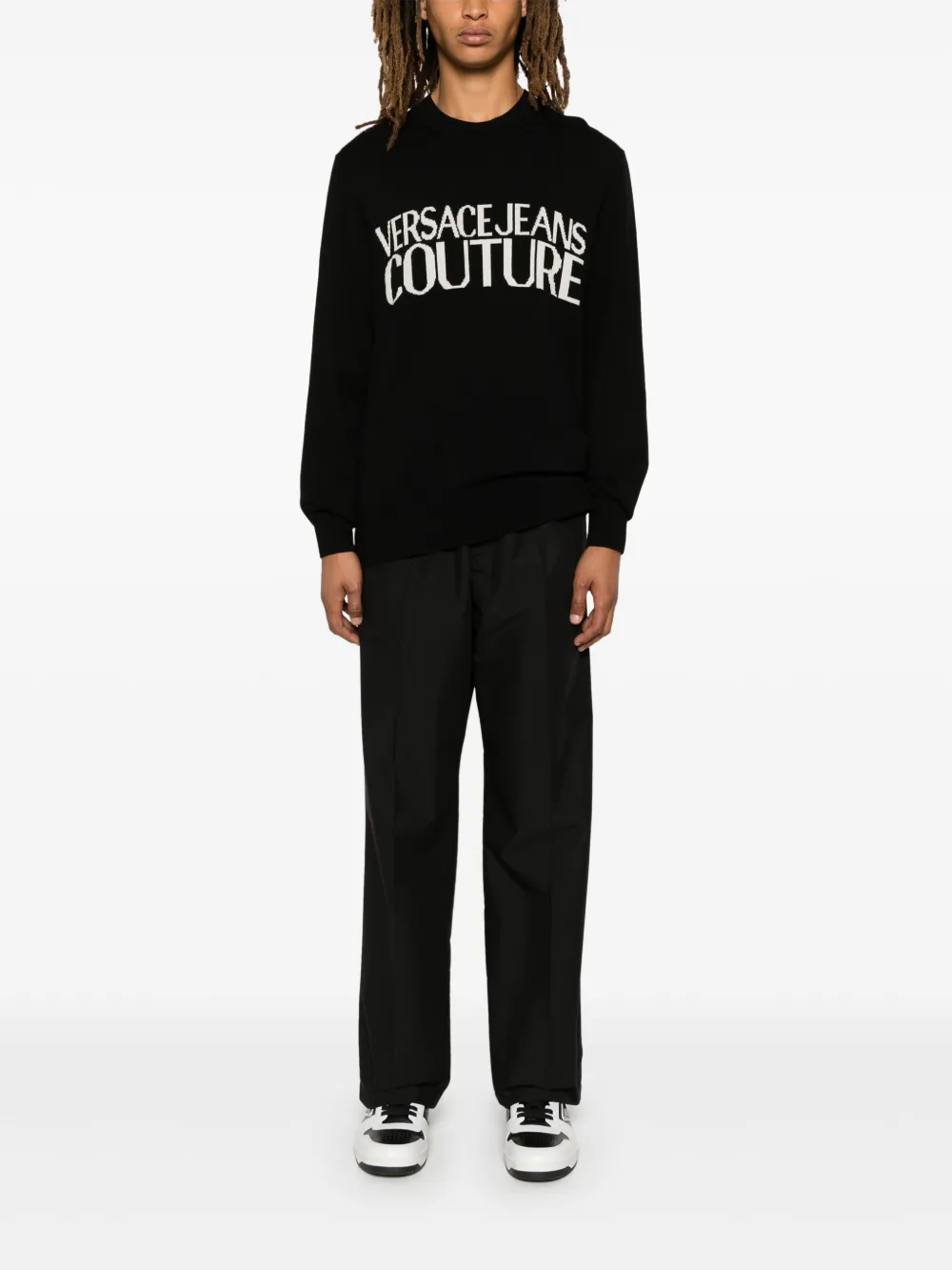 versacejeanscouture Versace Jeans Couture Trui met logo-intarsia - Zwart