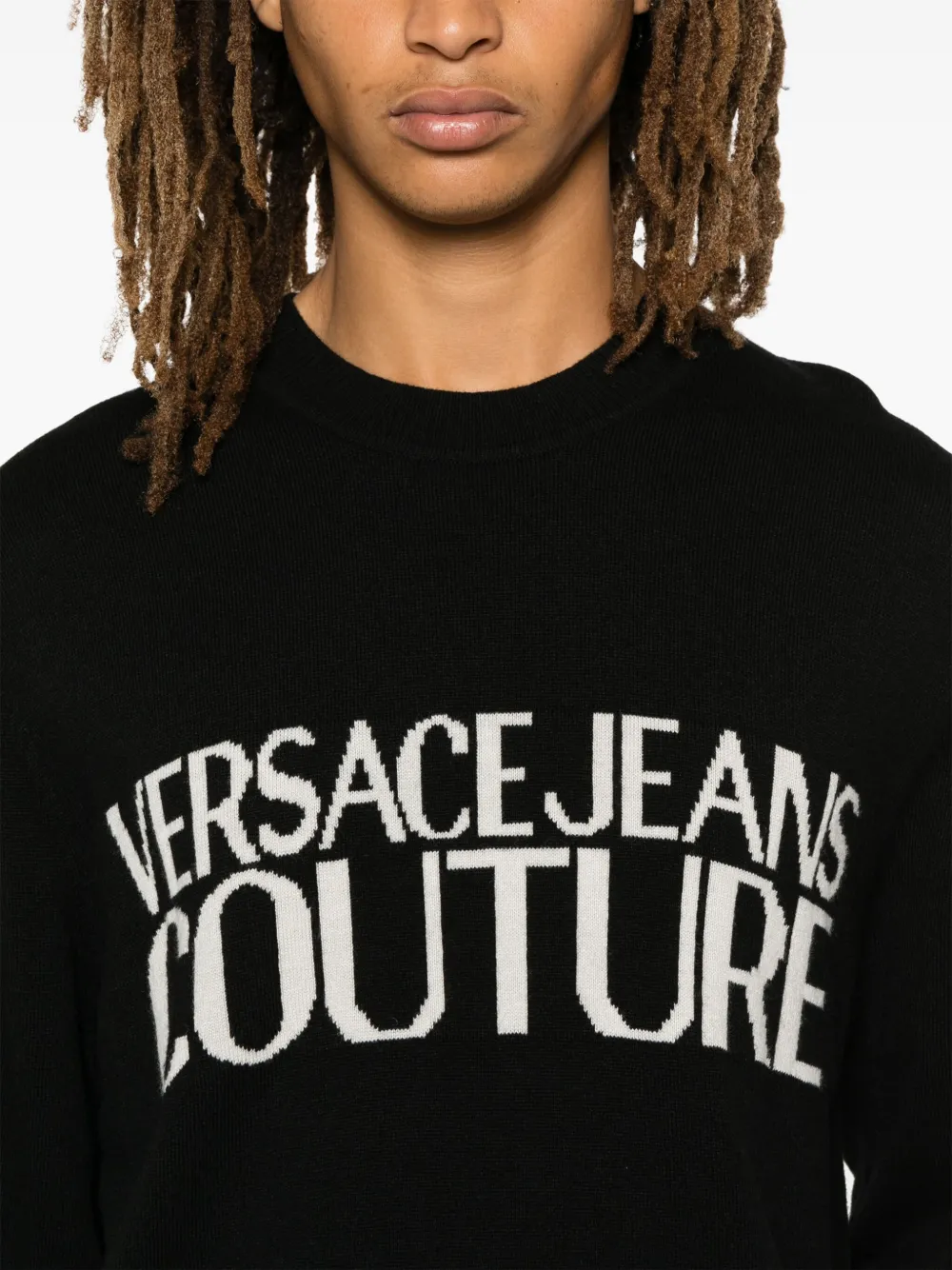Cheap Versace Jeans Couture logo-intarsia sweater Men