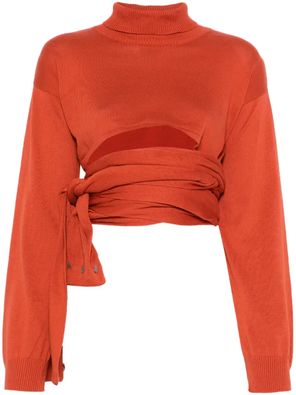 Red crop top sweater outlet