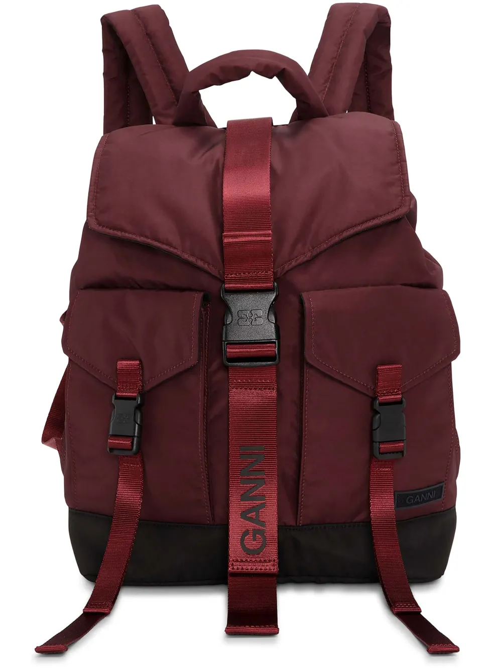 GANNI Tech Rucksack Mit Schnallen Rot FARFETCH DE