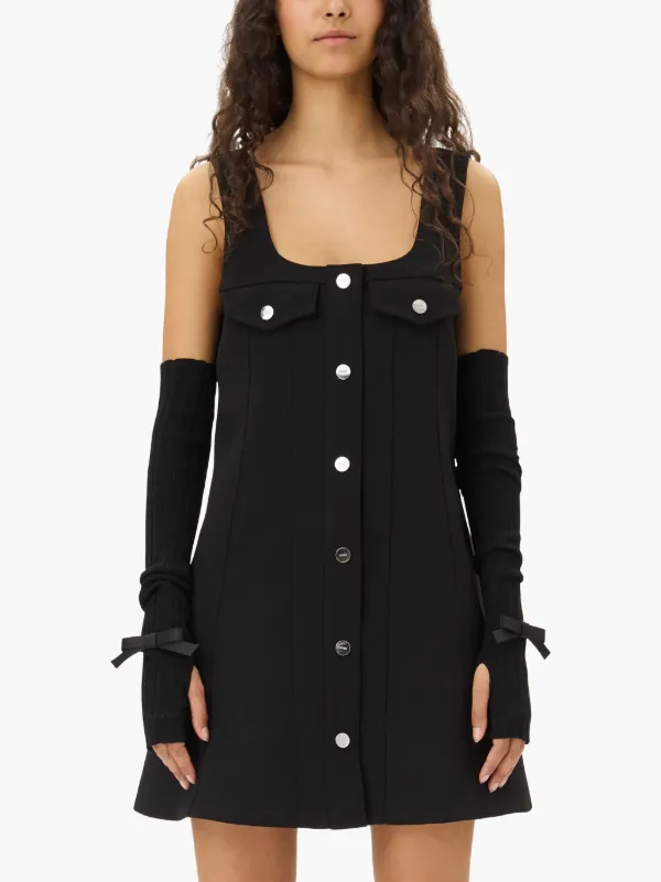 GANNI ribbed-knit Wrist Warmers | Black | FARFETCH CA