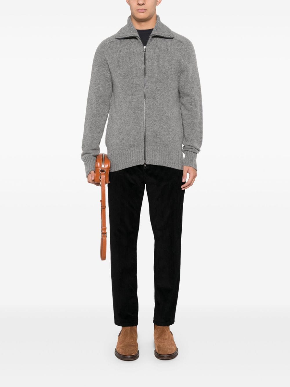 Shop Tagliatore Kaleb Cardigan In Grey