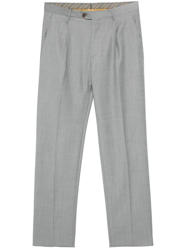 ETRO Pleated Tapered Trousers Grey FARFETCH UK