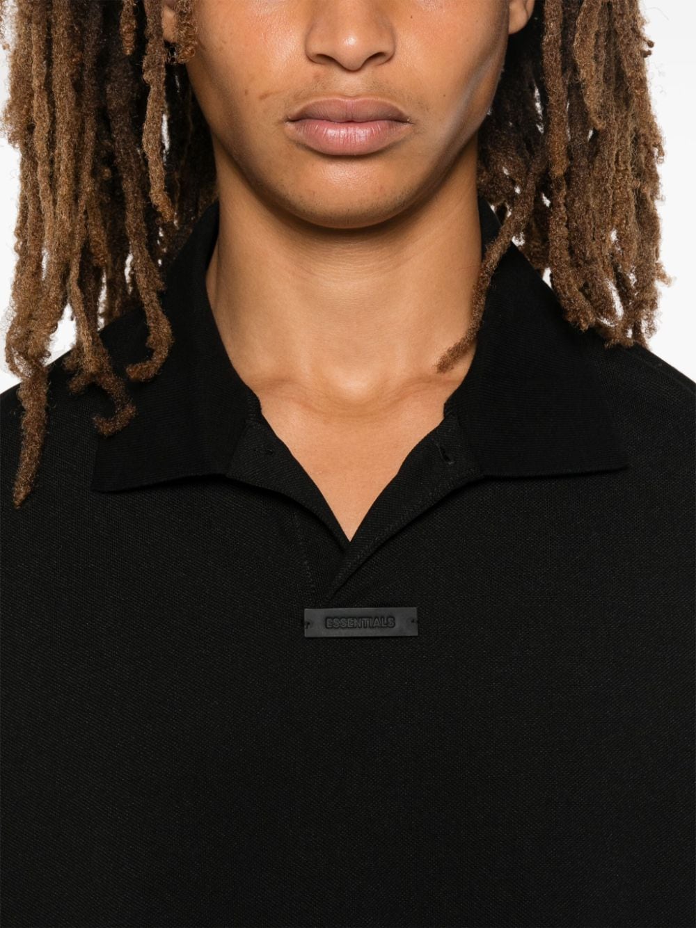 Shop Essentials Piqué Polo Shirt In Black