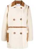 STAND STUDIO double-breasted faux-shearling coat - White