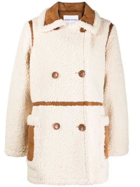 STAND STUDIO double-breasted faux-shearling coat Women