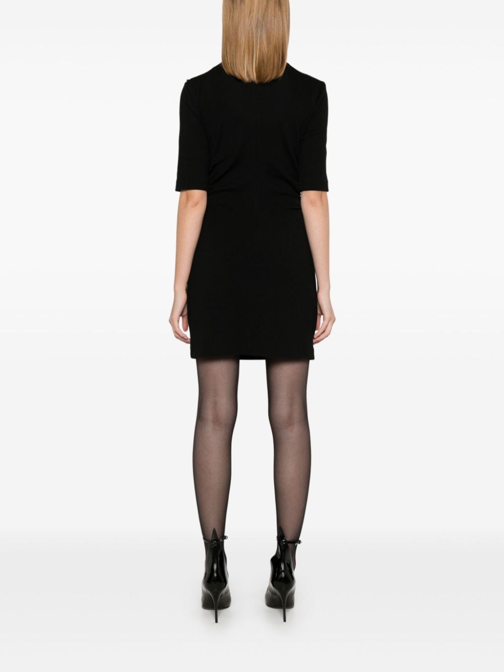 Shop Sportmax Ruched Mini Dress In Black