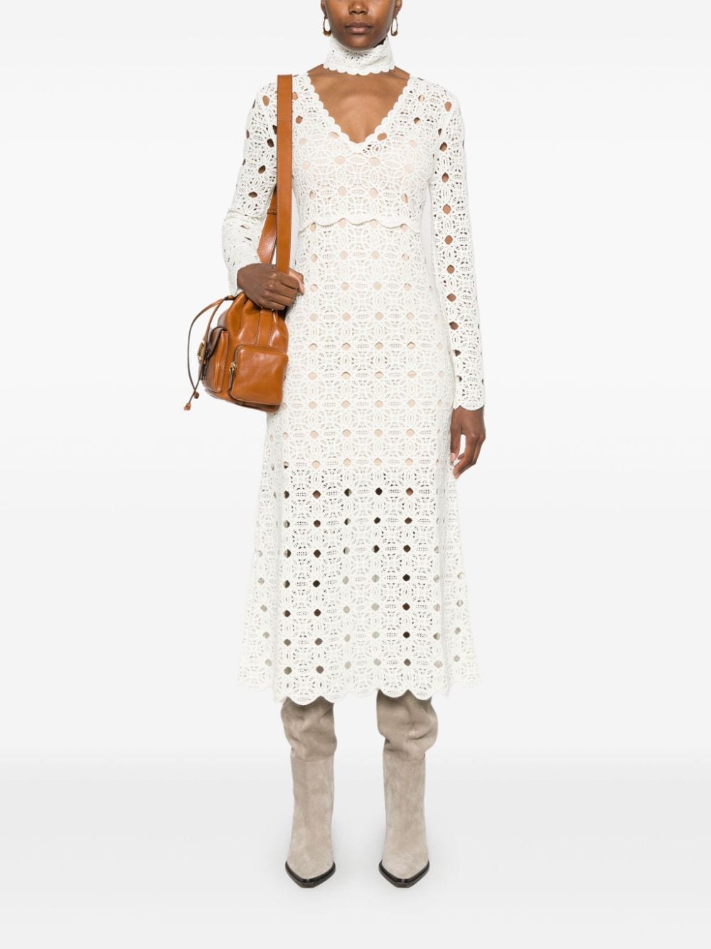 TWINSET crochet-knit midi dress - Wit