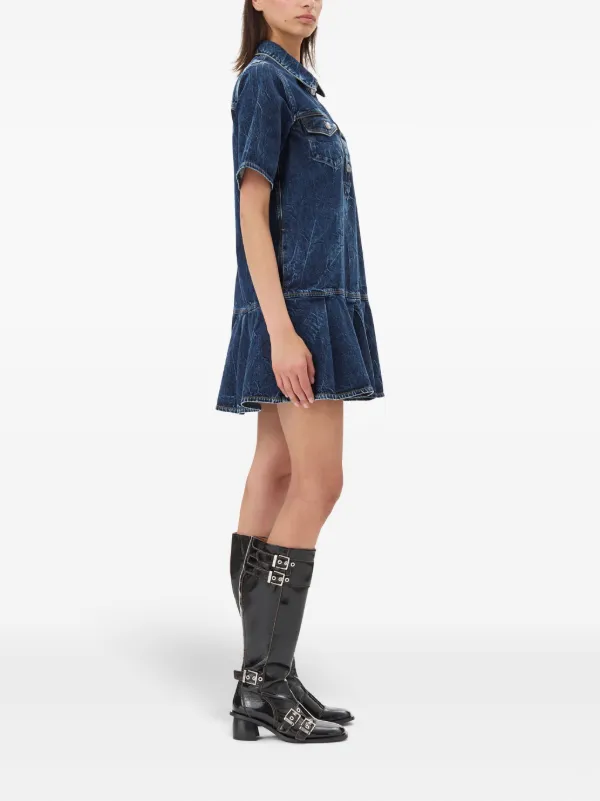 ganni vintage washed denim mini dress Ganni Blue Light Washed Denim Dress