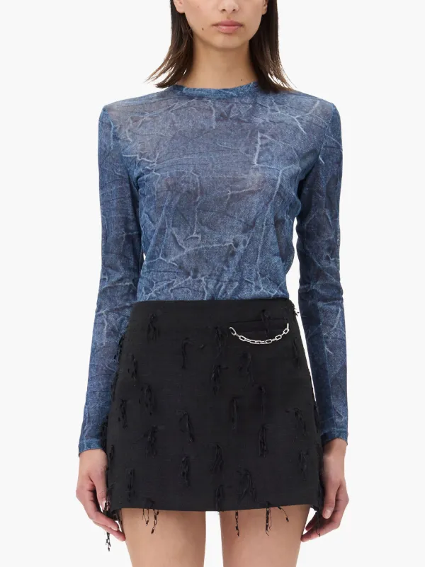 【国内送関税込】GANNI ☆ メッシュトップ GANNI メッシュトップ | ブルー | FARFETCH JP