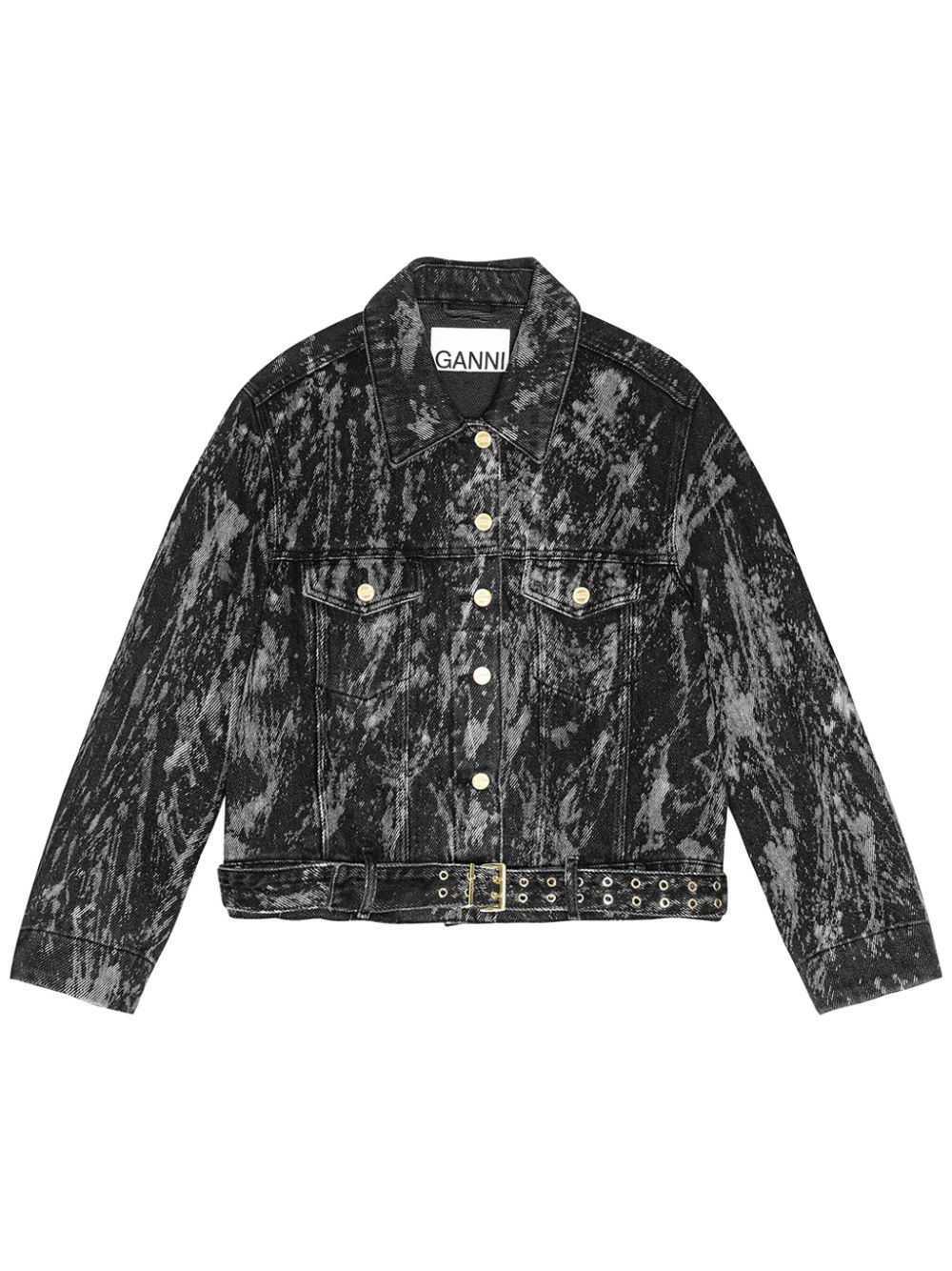 GANNI belted denim jacket – Black