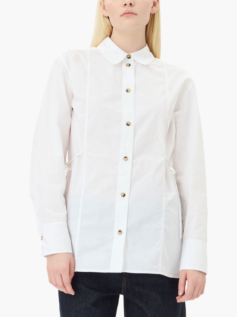 Shop Ganni Poplin Shirt In White