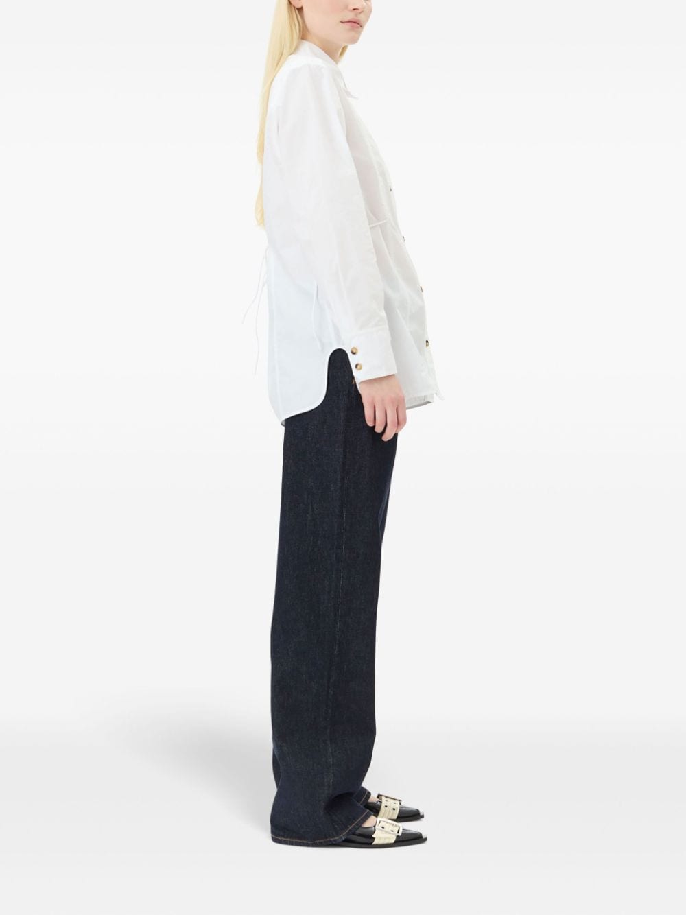 Shop Ganni Poplin Shirt In White