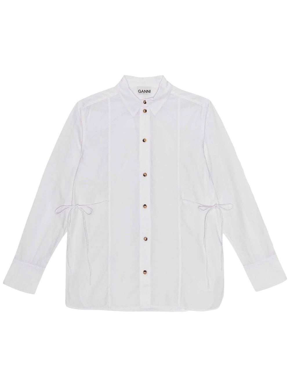 Shop Ganni Poplin Shirt In White