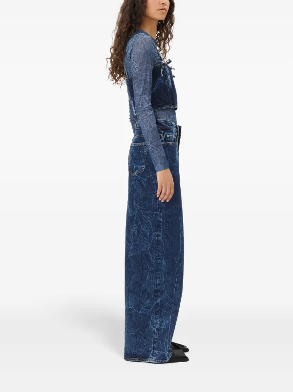 GANNI Marri crinkled-effect Jeans | Blue | FARFETCH