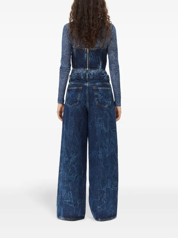GANNI Marri crinkled-effect Jeans | Blue | FARFETCH