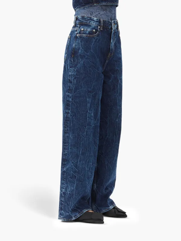 GANNI Marri crinkled-effect Jeans | Blue | FARFETCH