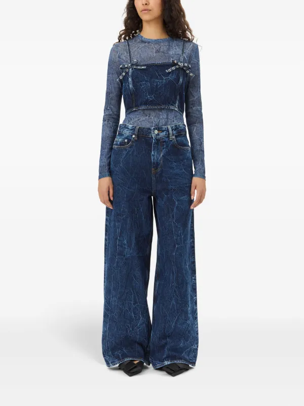 GANNI Marri crinkled-effect Jeans | Blue | FARFETCH