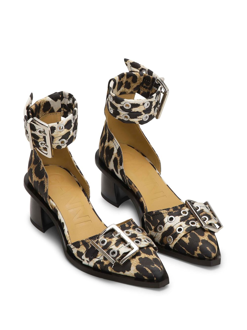 GANNI Pumps met luipaardprint en gesp - Bruin