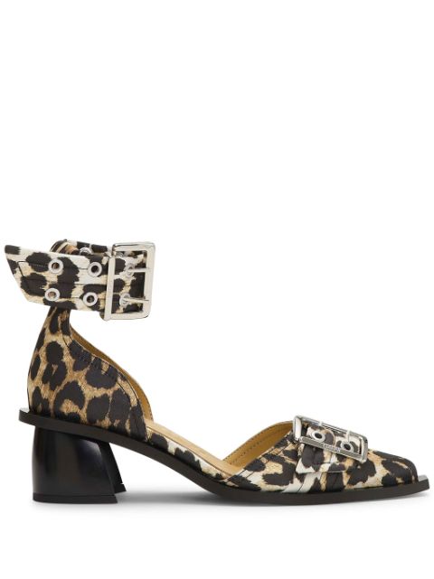 GANNI leopard-print buckled pumps Women