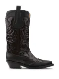 GANNI Western-style embroidered boots - Brown