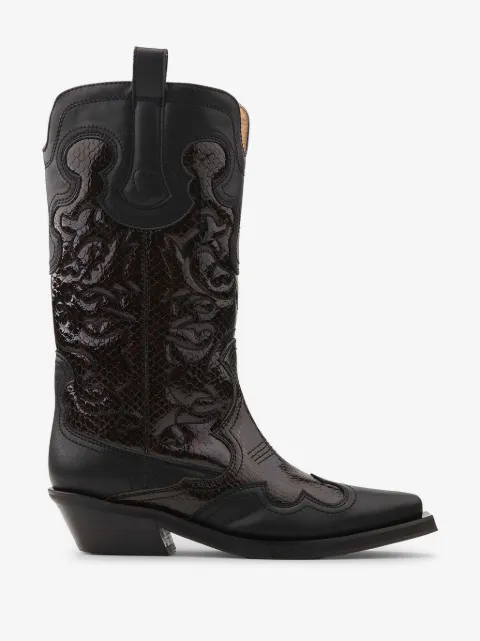GANNI Bestickte Cowboystiefel
