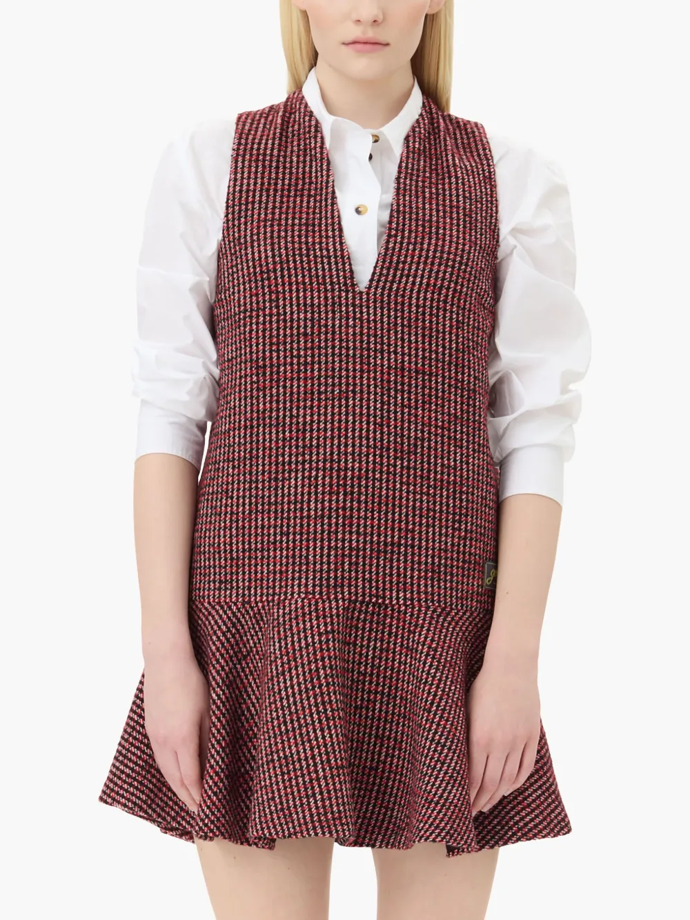 GANNI Geruite mini-jurk Rood
