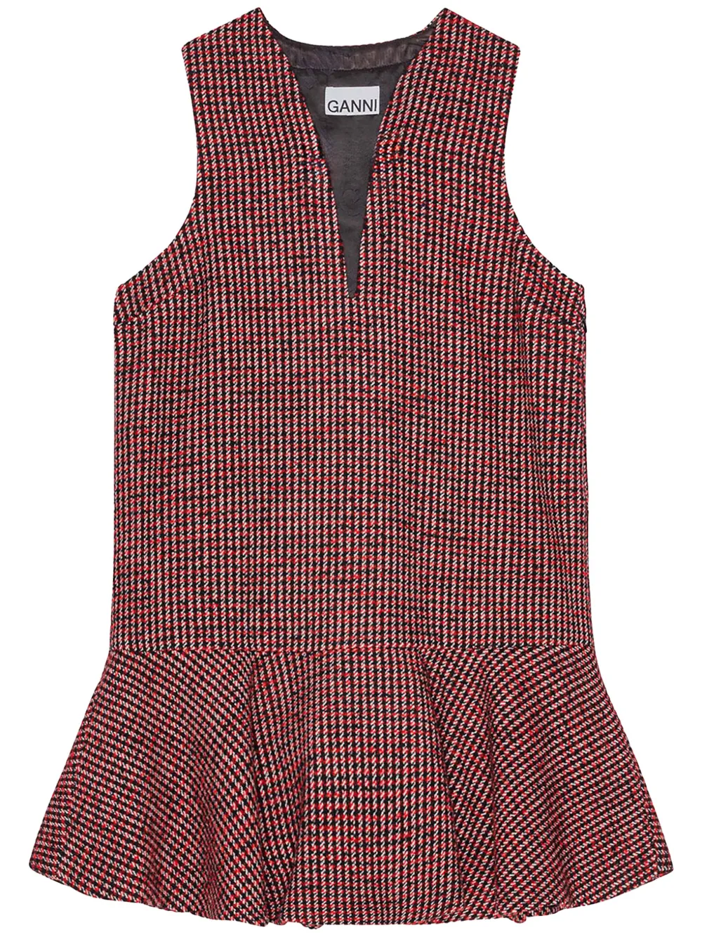 GANNI Geruite mini-jurk Rood