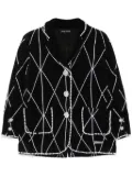 Izaak Azanei faux-pearl embellished single-breasted blazer - Black