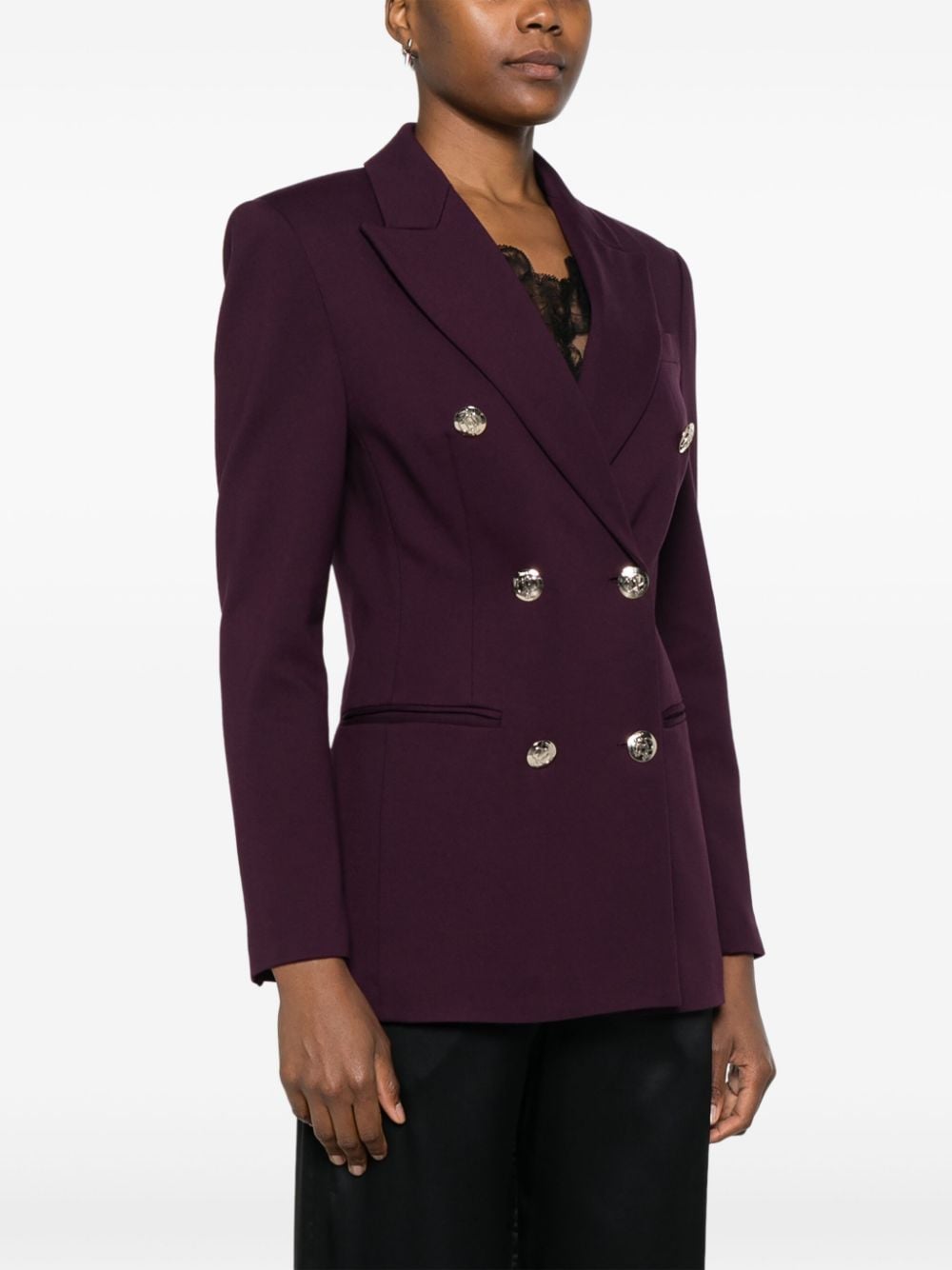 Shop Liu •jo Double-breasted Blazer In Purple