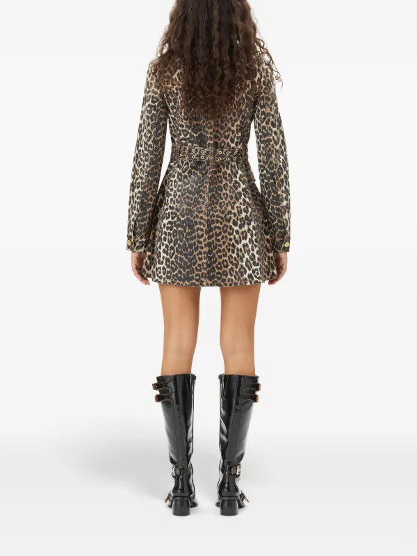 GANNI leopard-print Denim Dress | Brown | FARFETCH