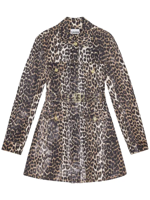 Robe à imprimé léopard - GANNI - Modalova