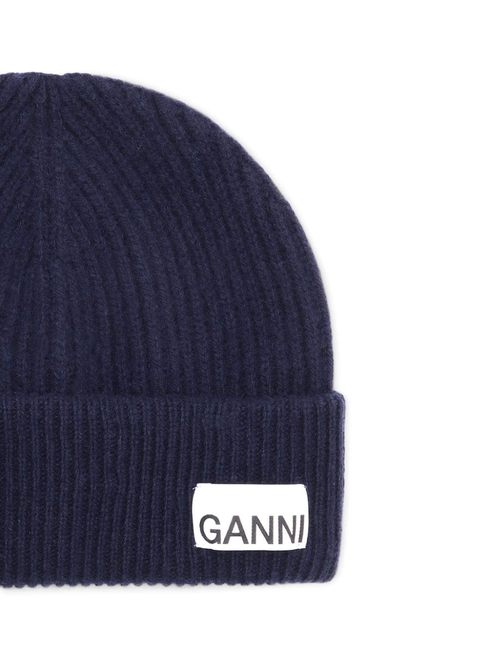 Shop Ganni Ribbed-knit Beanie In Blue