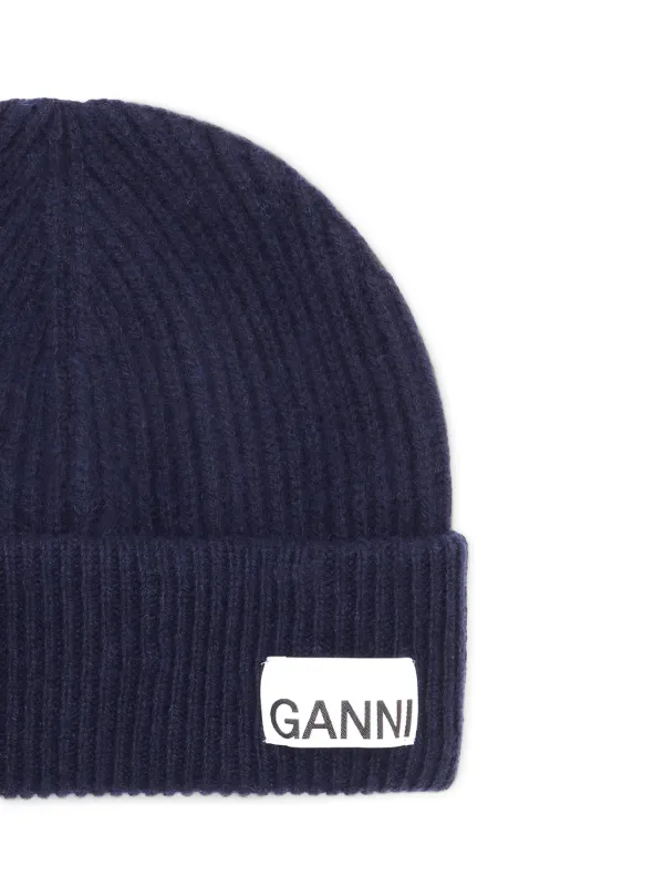 GANNI ribbed-knit Beanie | Blue | FARFETCH display picture 2