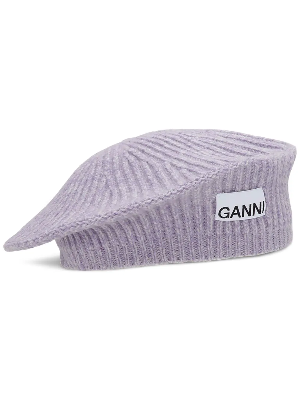 GANNI Ribgebreide baret Paars