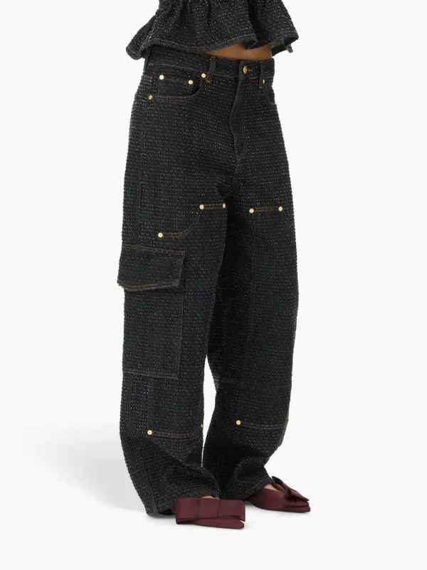 GANNI Fluffy wide-leg Jeans | Black | FARFETCH