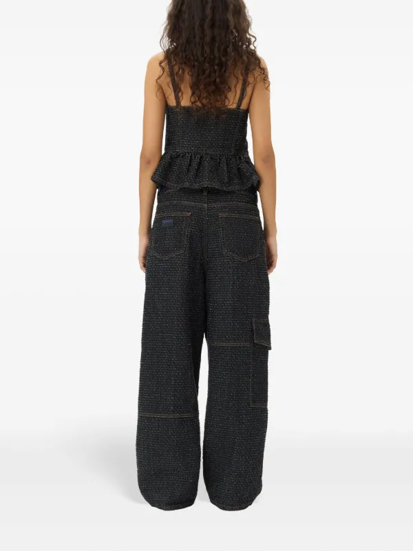 GANNI Fluffy wide-leg Jeans | Black | FARFETCH