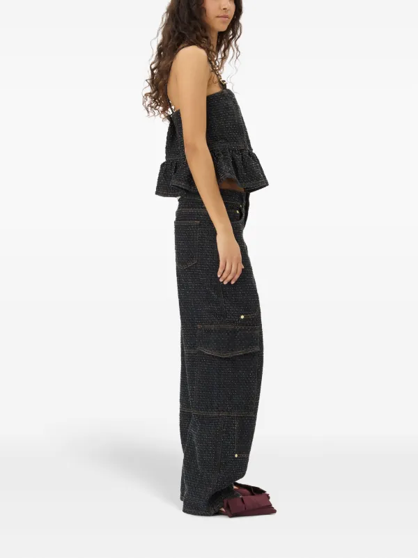 GANNI Fluffy wide-leg Jeans | Black | FARFETCH