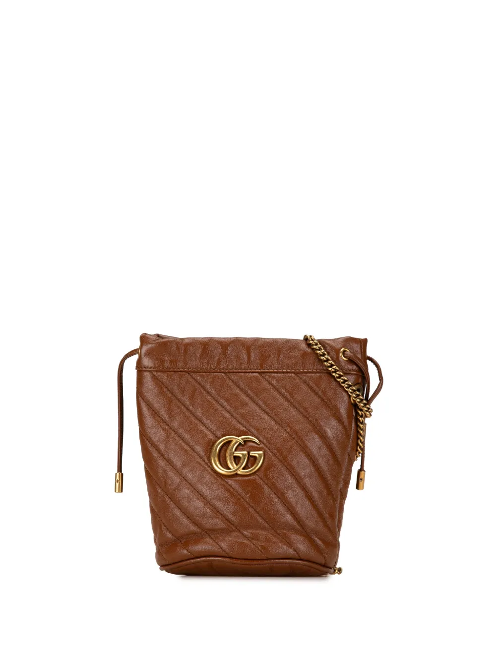 Gucci Pre Owned 2016 2023 Mini GG Marmont Diagonal Matelasse 2.0 Bucket Bag Brown FARFETCH PT