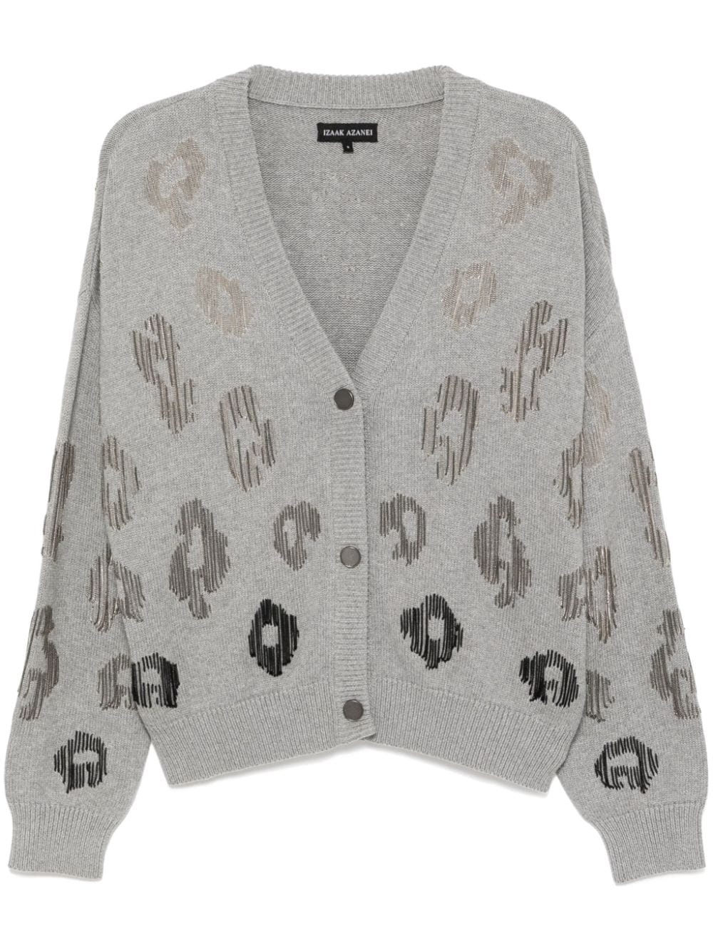 Shop Izaak Azanei Chain-link Detailing Cardigan In Grey