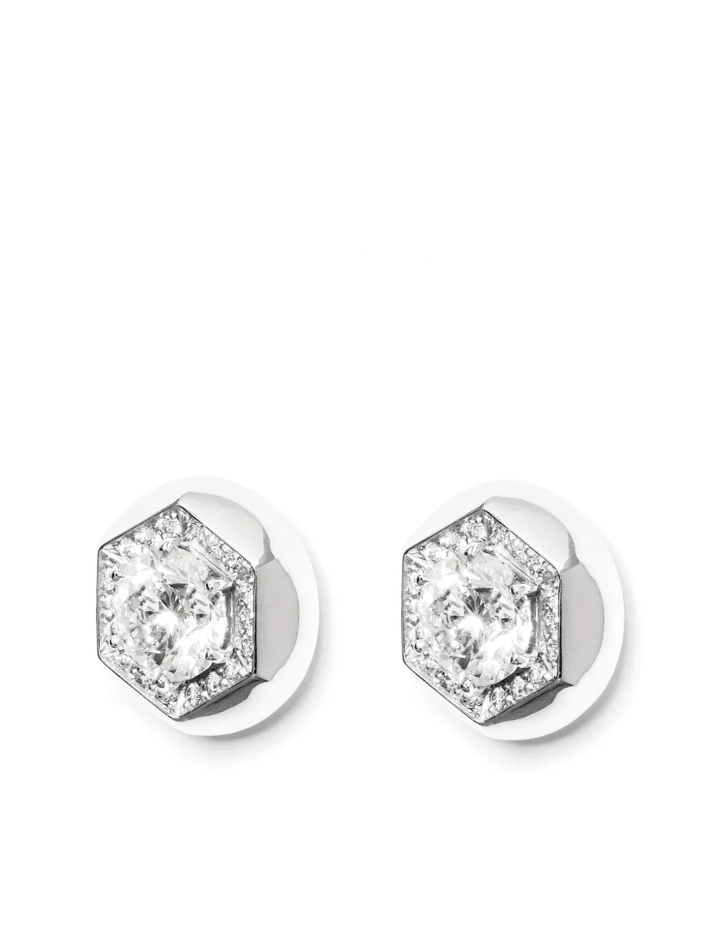 LILY GABRIELLA 18kt white gold mini Hex diamond stud earrings | Fine Jewelry | Image 2