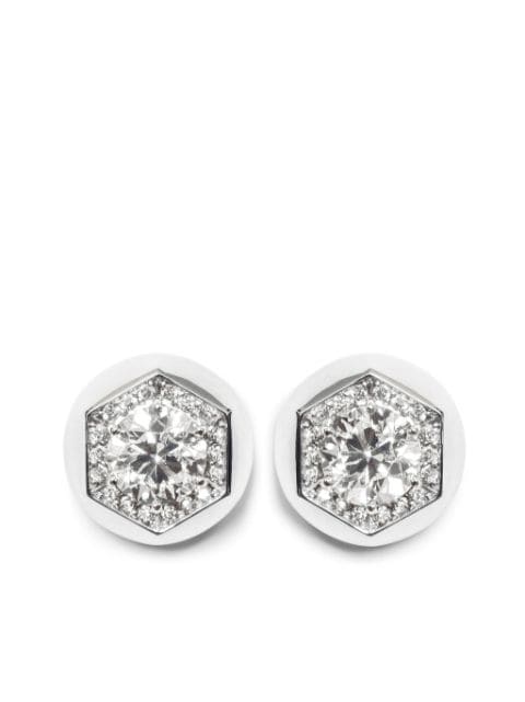 LILY GABRIELLA aretes Hex mini en oro blanco de 14kt con diamantes