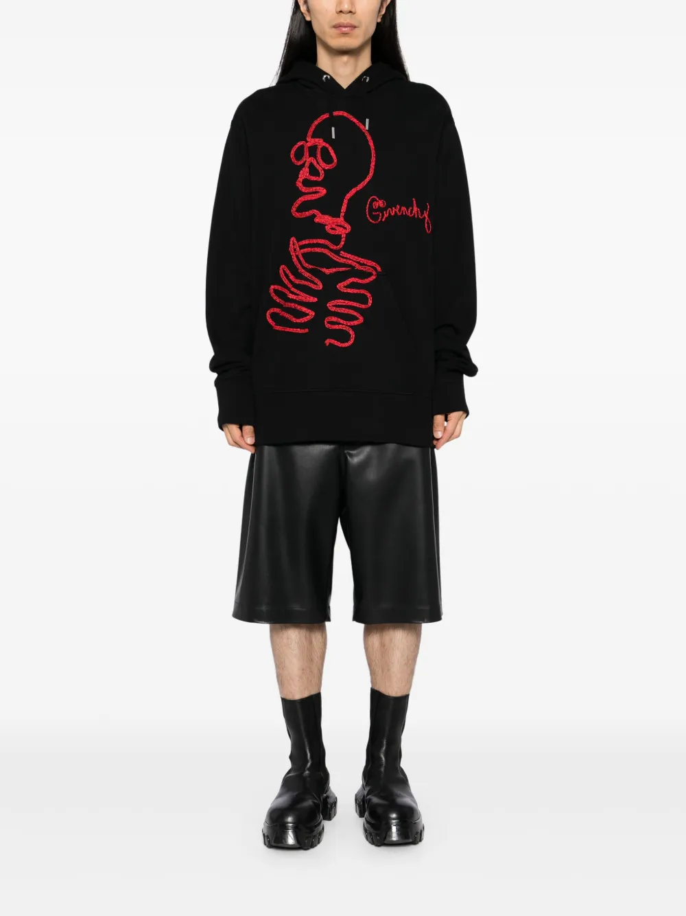 Givenchy Sweater met capuchon en grafisch borduurwerk - Zwart