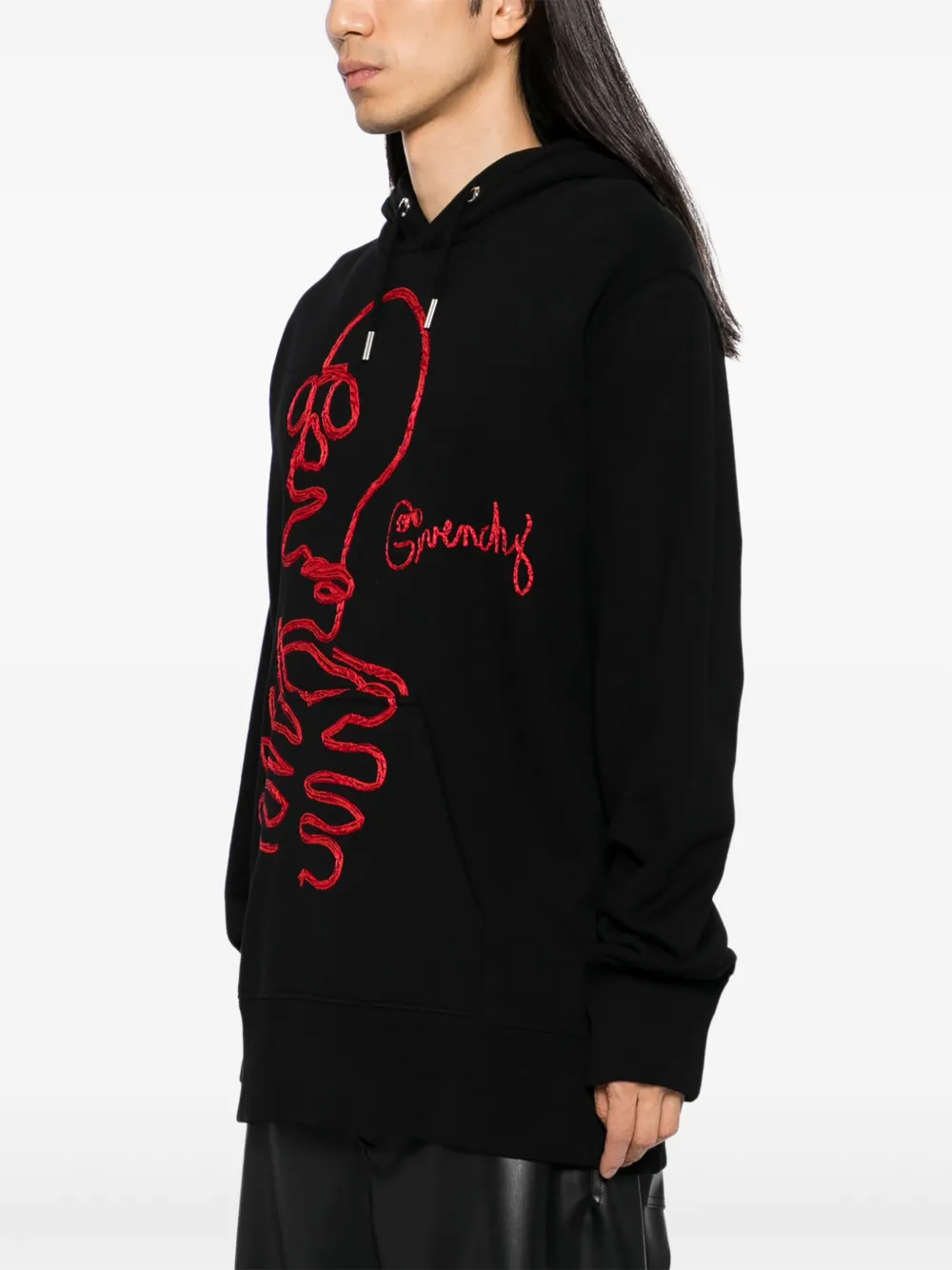 Givenchy Sweater met capuchon en grafisch borduurwerk Zwart